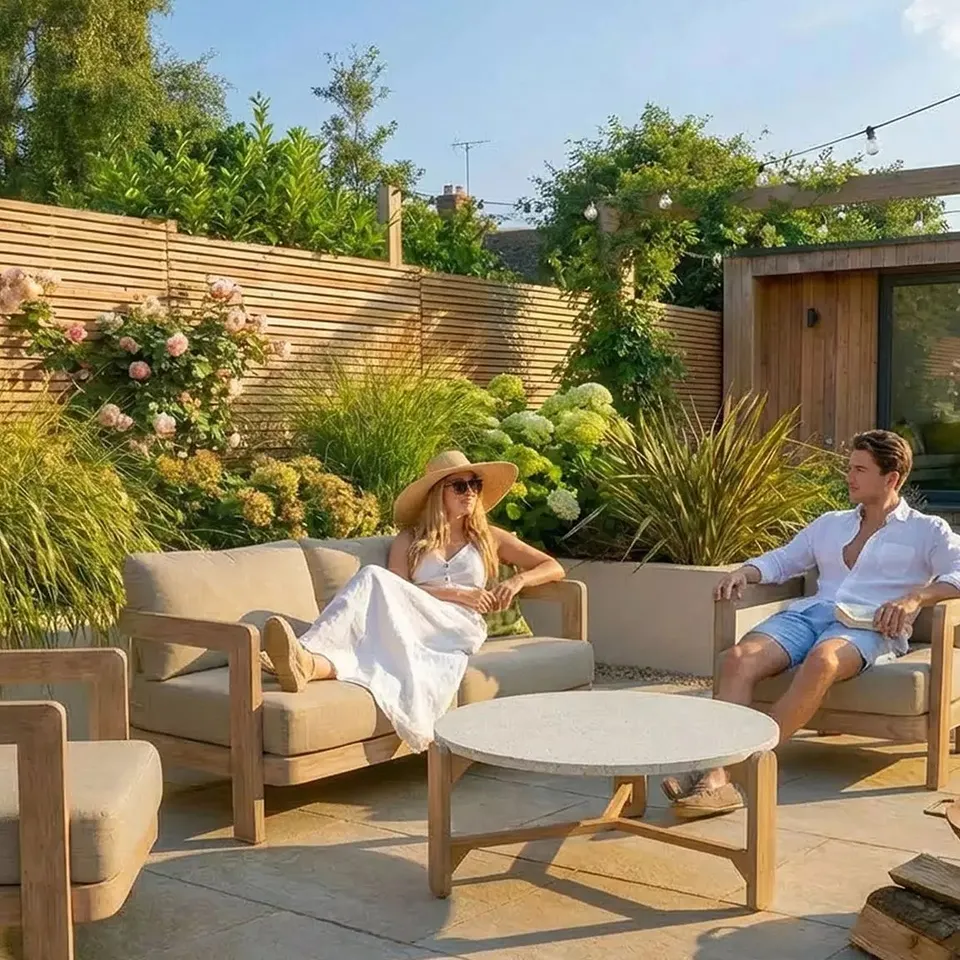 BOXED ROYALCRAFT EVORA 4 SEATER WOOD LOUNGING SET WITH COFFEE TABLE (4 BOXES) RRP £1649