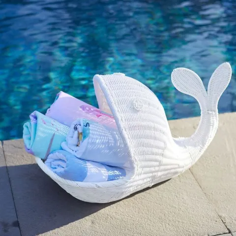 BRAND NEW BOXED WOVEN WHALE-SHAPED STORAGE