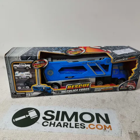 TEAM POWER RESCUE POLICE FORCE BLUE POLICE TRANSPORT TRUCK β BOXED