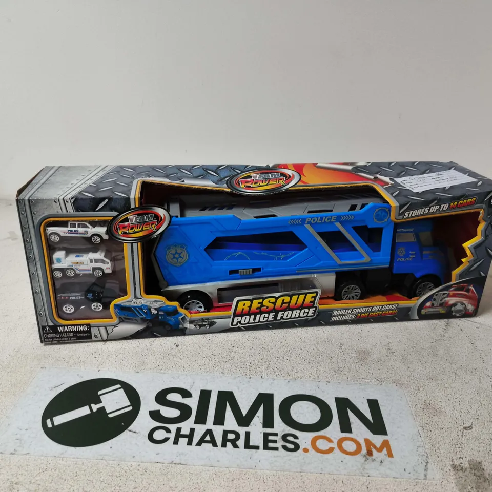 TEAM POWER RESCUE POLICE FORCE BLUE POLICE TRANSPORT TRUCK – BOXED 