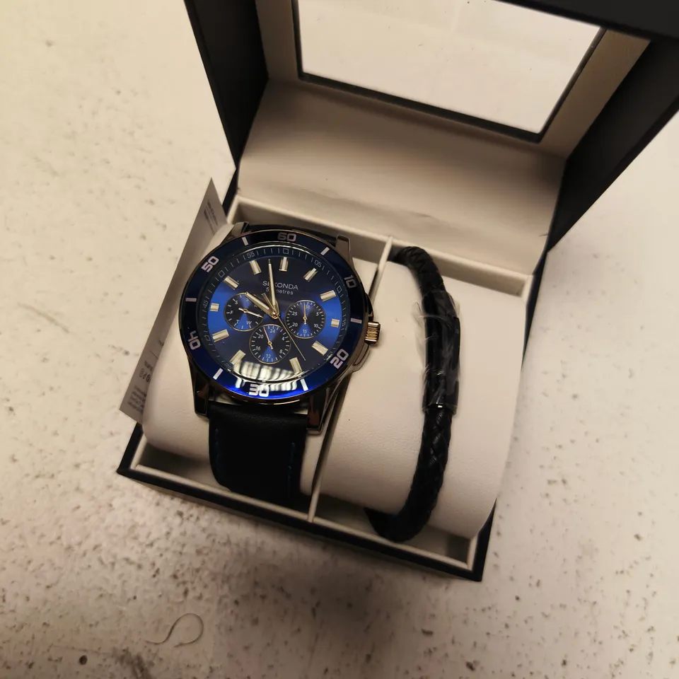 SEKONDA CHRONOGRAPH WATCH WITH BLUE DIAL – BOXED