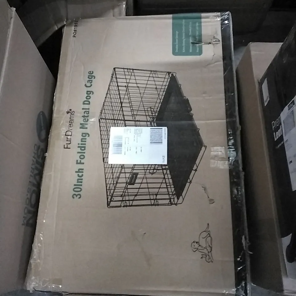 BOXED FURDREAMS 30INCH FOLDING METAL DOG CAGE 