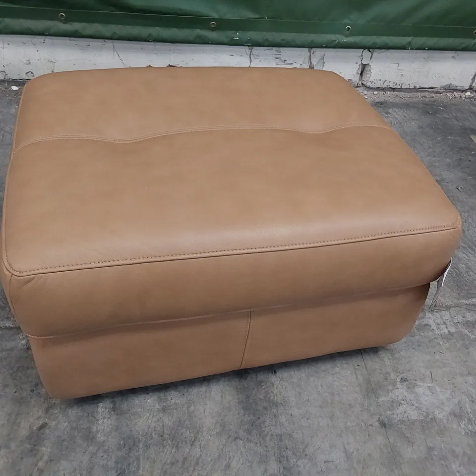 QUALITY BRITISH DESIGNER G PLAN STRATFORD STORAGE FOOTSTOOL REGENT SAND LEATHER 