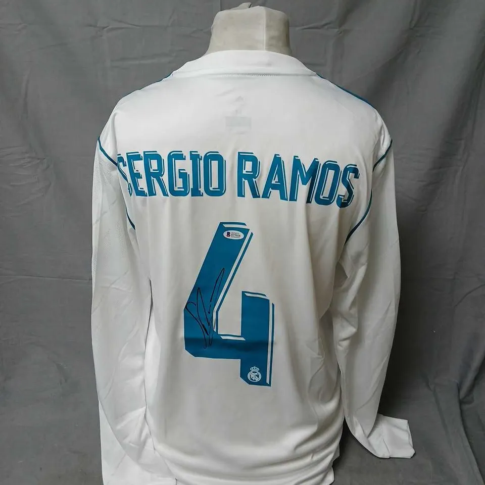 REAL MADRID 2018 CHAMPIONS LEAGUE FINAL JERSEY – SERGIO RAMOS AUTOGRAPHED, ADIDAS CLIMACOOL (SIZE M)