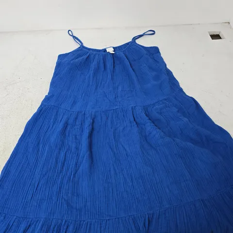 H&M BLUE SPAGHETTI-STRAP CRINKLE DRESS, UK SIZE M (EU M)