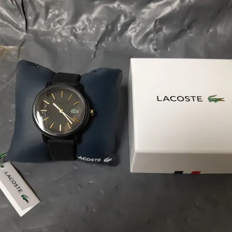 LACOSTE WOMENS 36MM 12.12 BLACK DIAL WATCH 