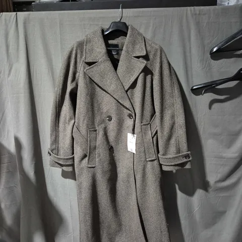 BERSHKA WOOL-BLEND DOUBLE-BREASTED COAT – EU M (US M) – MADE IN BANGLADESH