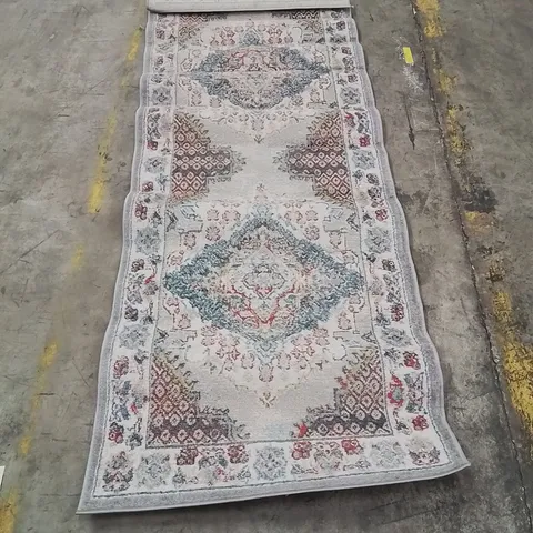 MACHINE WOVEN BLUE/BROWN/GREY AREA RUG 220X80CM