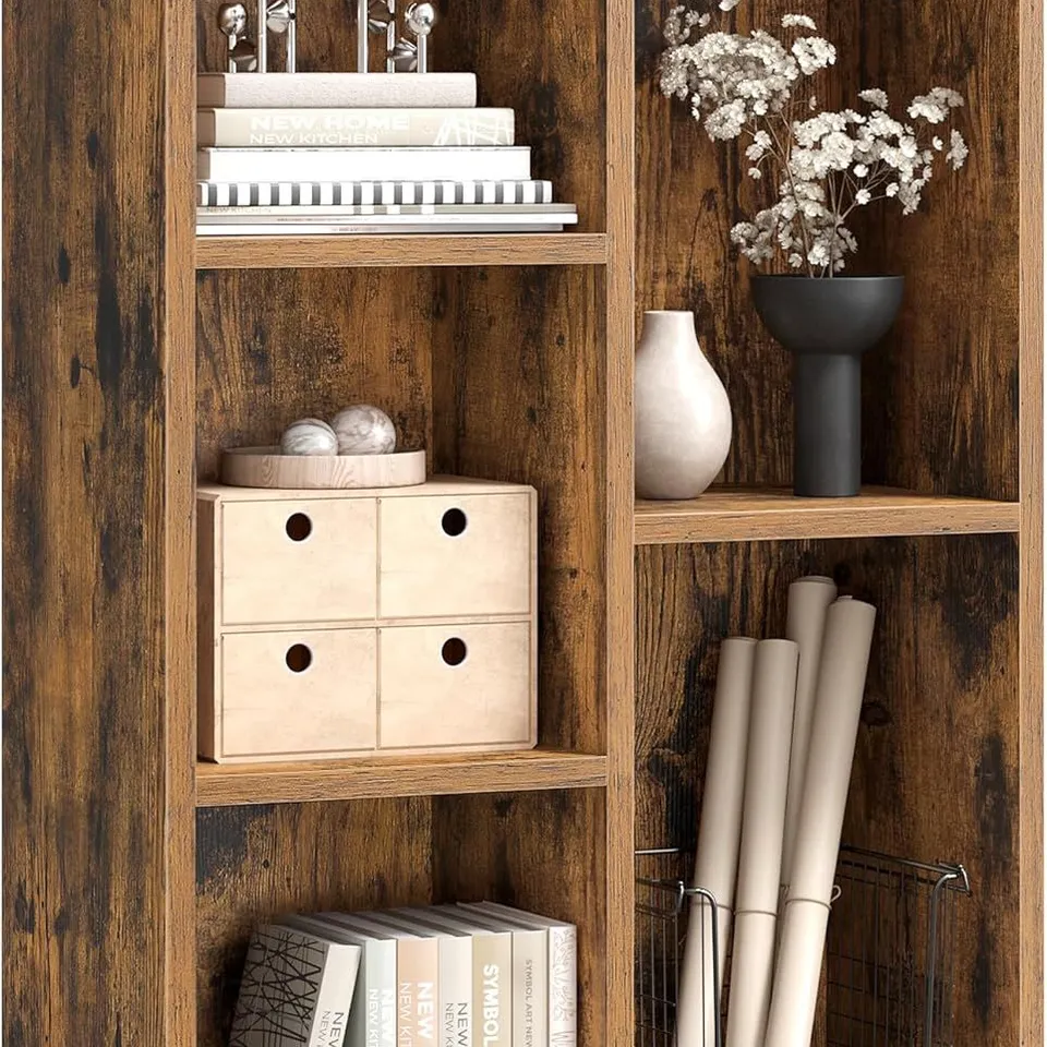 BOXED VASAGLE BOOKCASE, BOOKSHELF, STORAGE SHELF WITH 5 COMPARTMENTS - BROWN