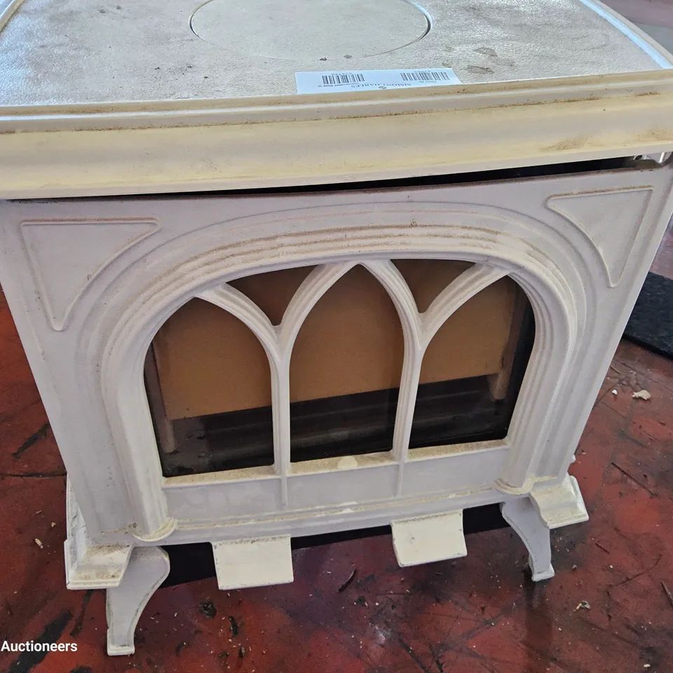 GAS FIRED REPRODUCTION STOVE HEATER WHITE
