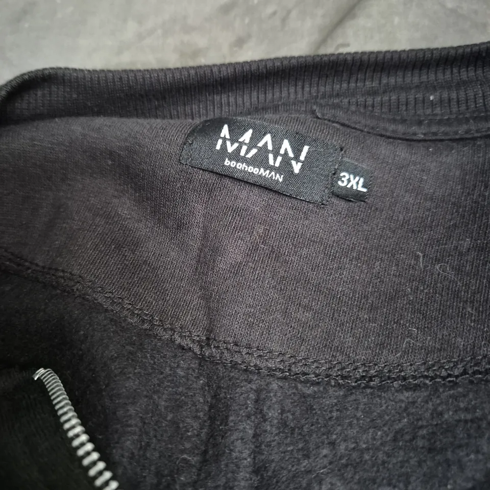 BOOHOOMAN BOMBER JACKET – BLACK, ZIP FRONT, SIZE 3XL