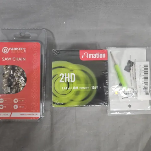 APPROXIMATELY 10 ASSORTED HOUSEHOLD ITEMS TO INCLUDE SAW CHAIN, ETC