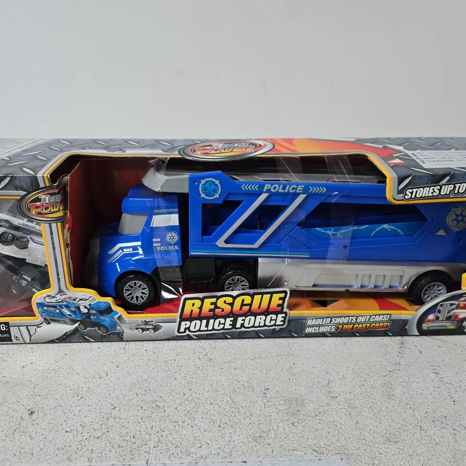 RESCUE POLICE FORCE HAULER – BOXED BLUE POLICE TOY TRUCK (3+)