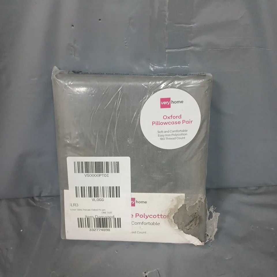 BAGGED OXFORD PILLOWCASE PAIR IN GREY