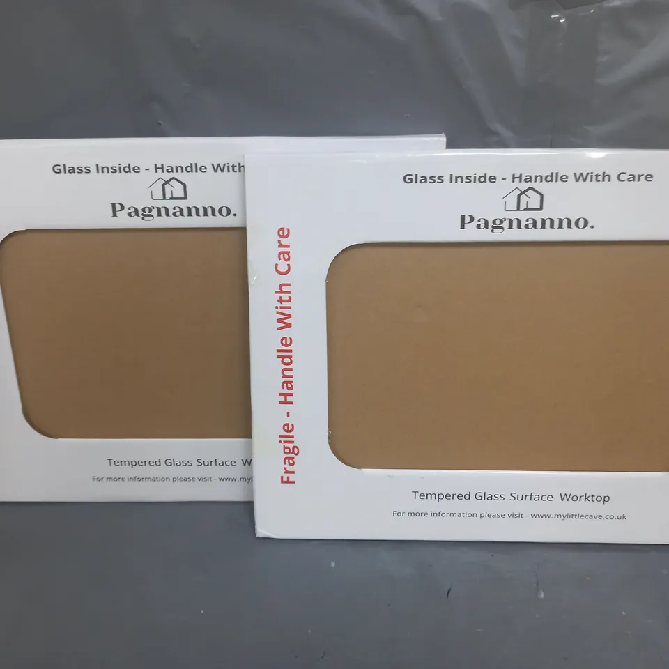 2X PAGNANNO TEMPERED GLASS CHOPPING BOARD DESIGN 6 - GREY 40X30CM 