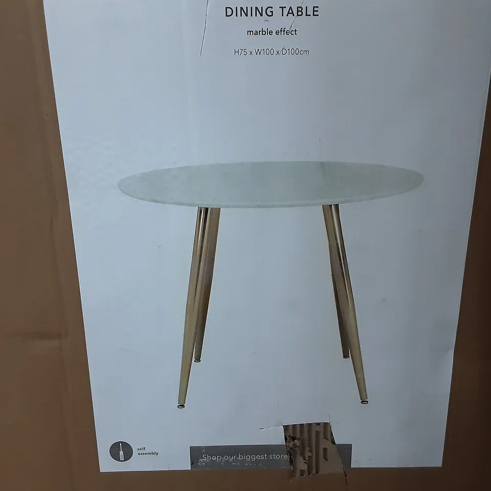 BOXED KENDAL DINING TABLE IN MARBLE EFFECT - H75 X W100 X D100CM 