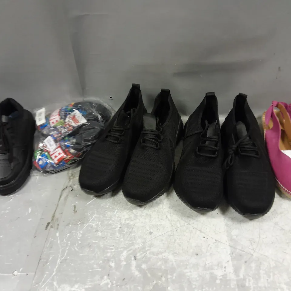BOX OF APPROXIMATELY 15 PAIRS OF ASSORTED SHOES IN VARIOUS COLOUR, STYLES AND SIZES