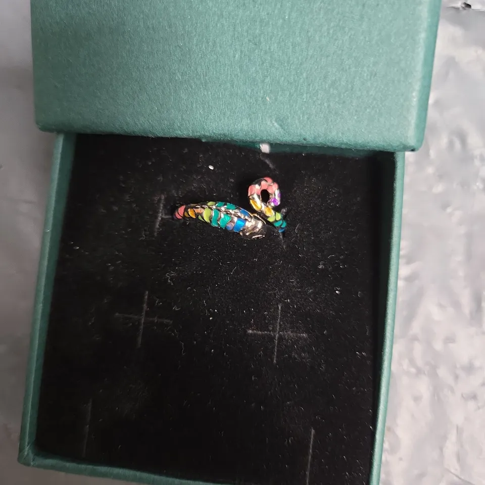 MINIMALIST SIMPLY ELEGANT RAINBOW ENAMEL RING – SILVER TONE