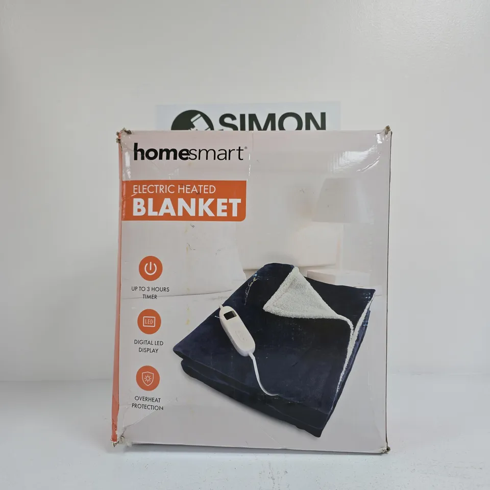 HOMESMART ELECTRIC HEATED BLANKET WITH CONTROLLER – CREAM, BOXED