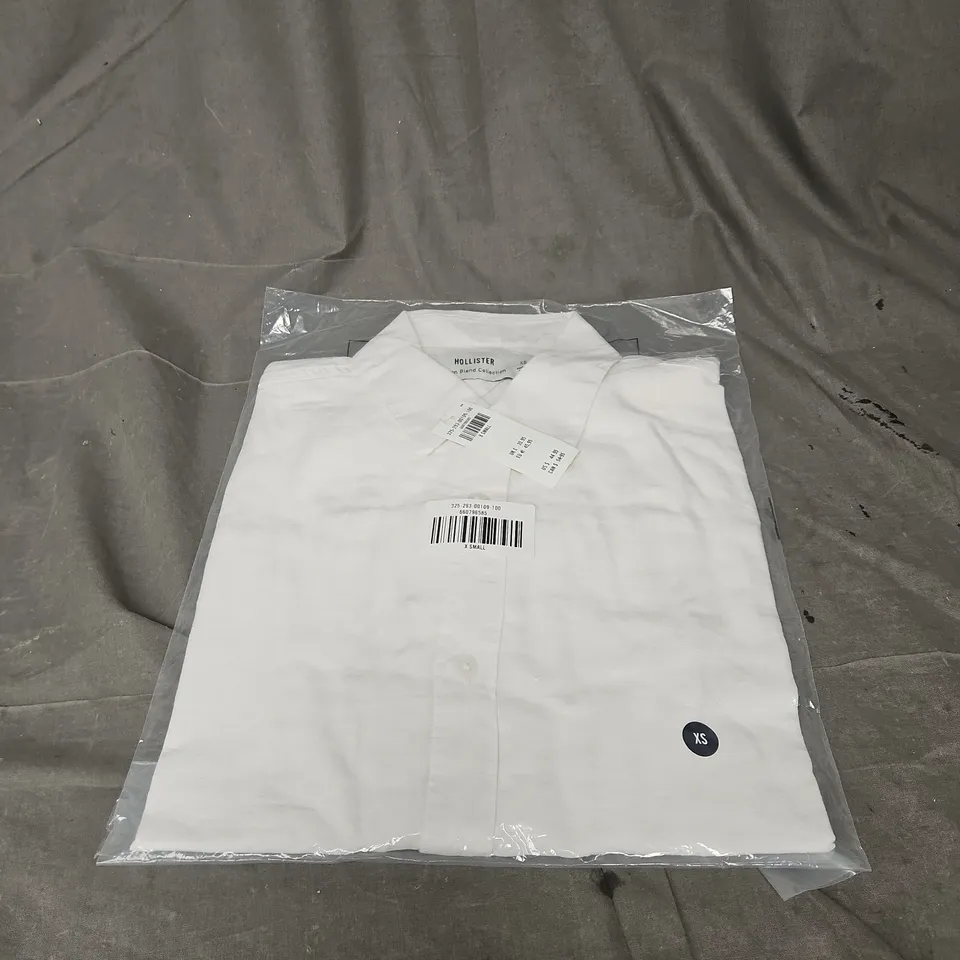 HOLLISTER LINEN BLEND SHIRT IN WHITE SIZE XS