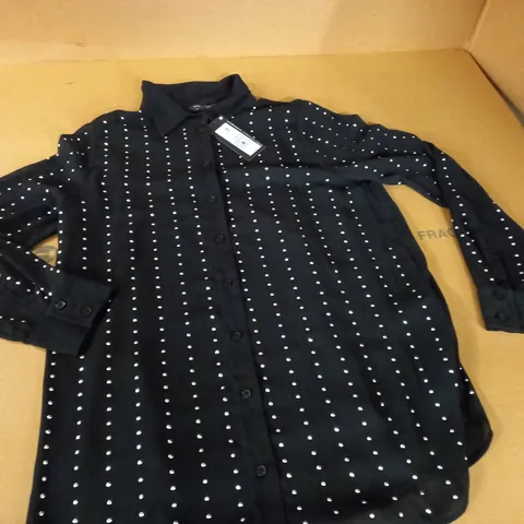 M&S COLLECTION STUDDED BLACK BLOUSE - 8