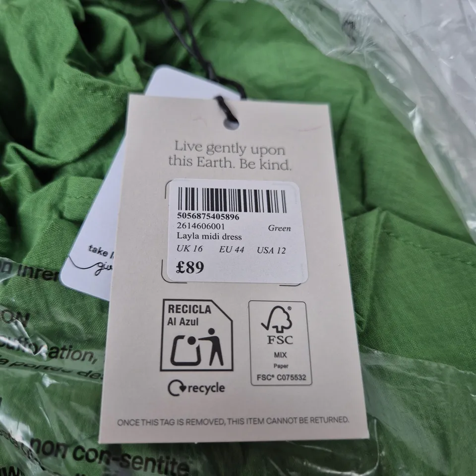 NOBODYS CHILD LAYLA MIDI DRESS – GREEN, UK16