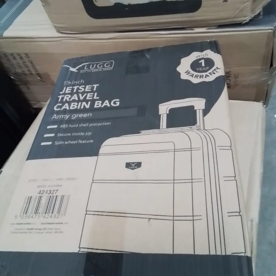 BOXED LUGG 15INCH JETSET TRAVEL CABIN BAG ARMY GREEN 