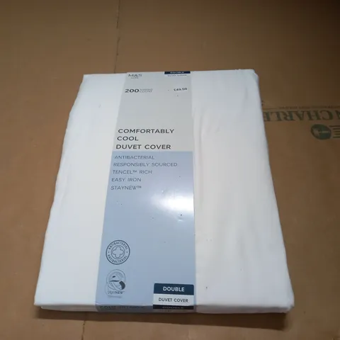 M&S COOL DUVET COVER IN WHITE - DOUBLE