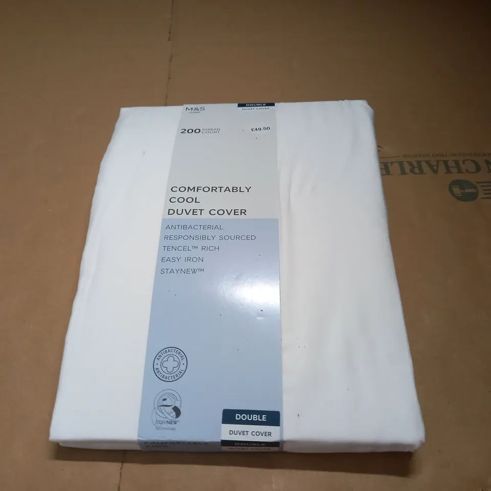 M&S COOL DUVET COVER IN WHITE - DOUBLE