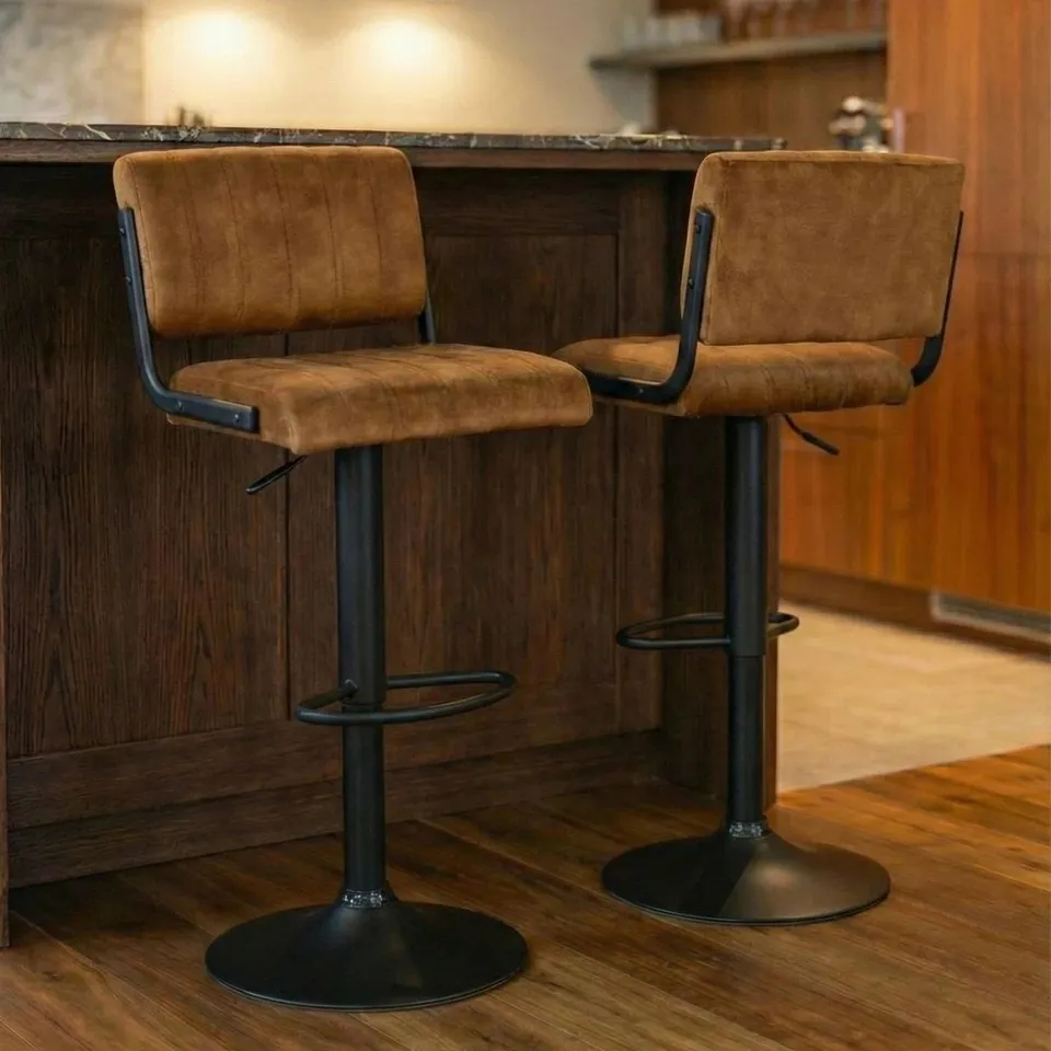 BOXED PAIR OF PARIS BAR STOOLS - RUST COLOUR