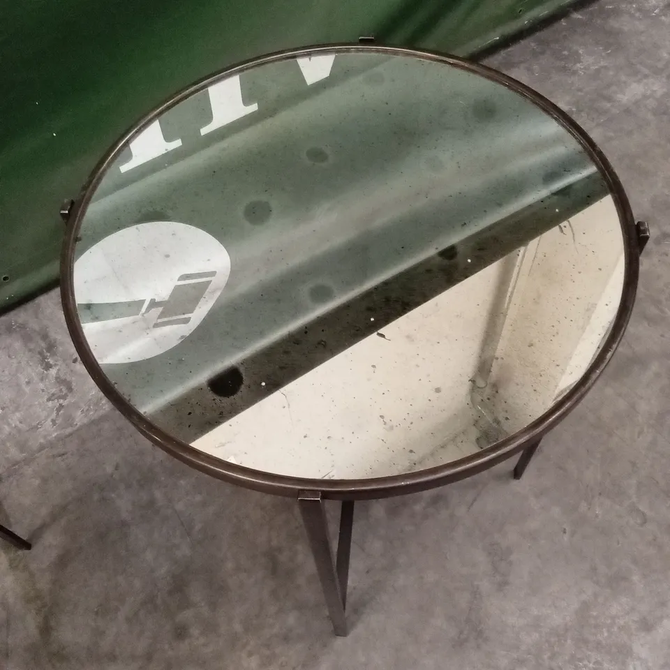 2 x QUALITY DESIGNER BRASS GLASS ROUND TABLES
