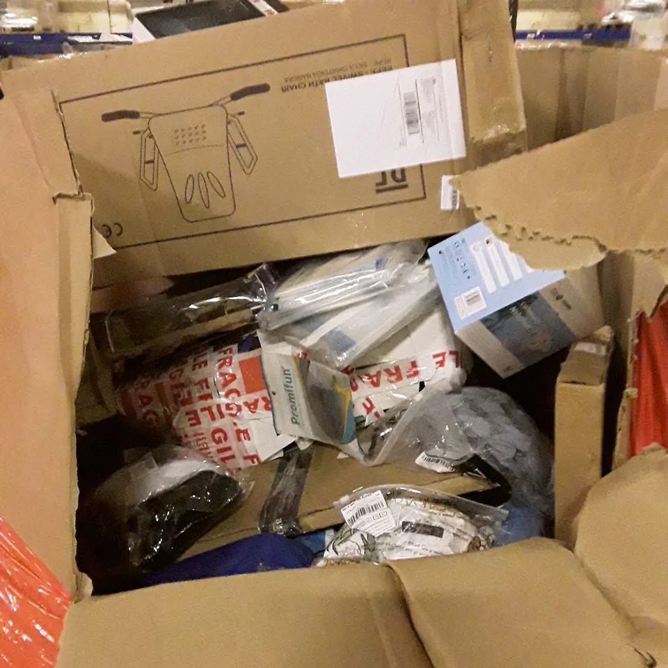 PALLET CONTAINING ASSORTED HOUSEHOLD PRODUCTS INCLUDING SAFETY SHOES, WATER BOTTLE, PLANNER, BATH CHAIR, BOOK, KIDS BACKPACK ETC 