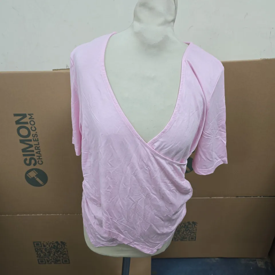 BONPRIX PINK WRAP TOP – WOMEN'S, GB/US M (EU 40/42)