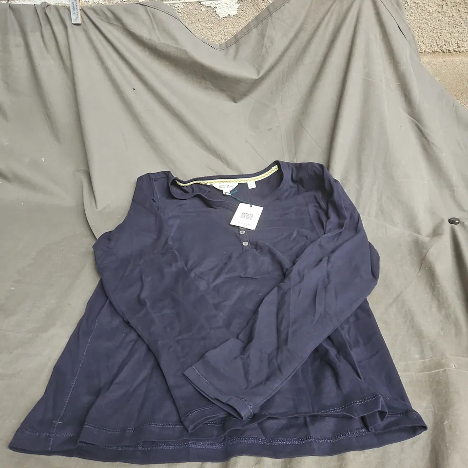 WHITE STUFF PENNY HENLEY PJ TOP DARK NAVY LARGE WITH TAGS