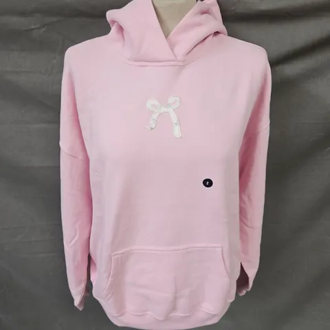 HOLLISTER BOW DETAIL HOODIE IN PINK SIZE S