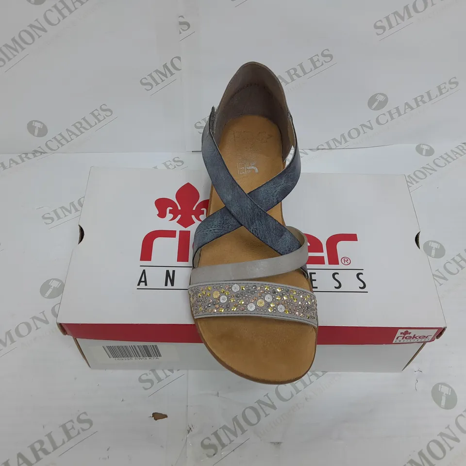 RIEKER COLOUR BLUE HEELED SANDLES SIZE 41
