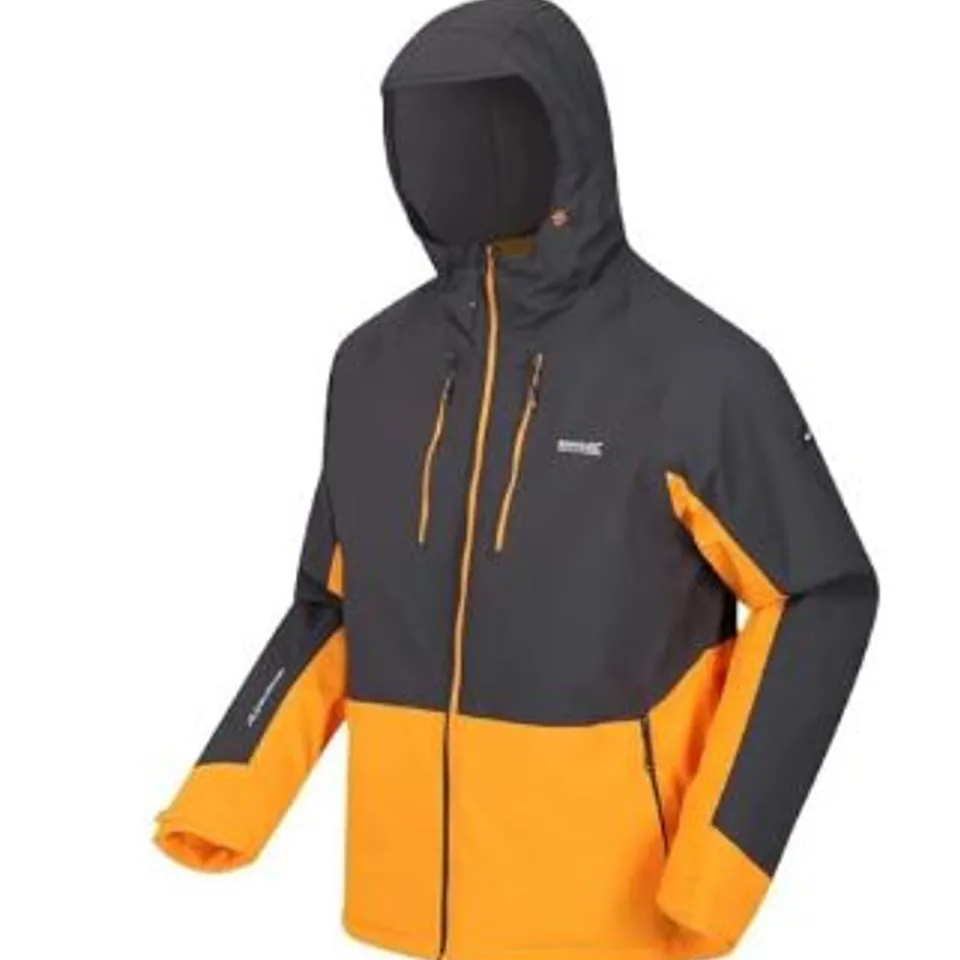 BRAND NEW REGATTA MENS HIGHTON III STRETCH WATERPROOF JACKET - ASH AND ORANGE SIZE M