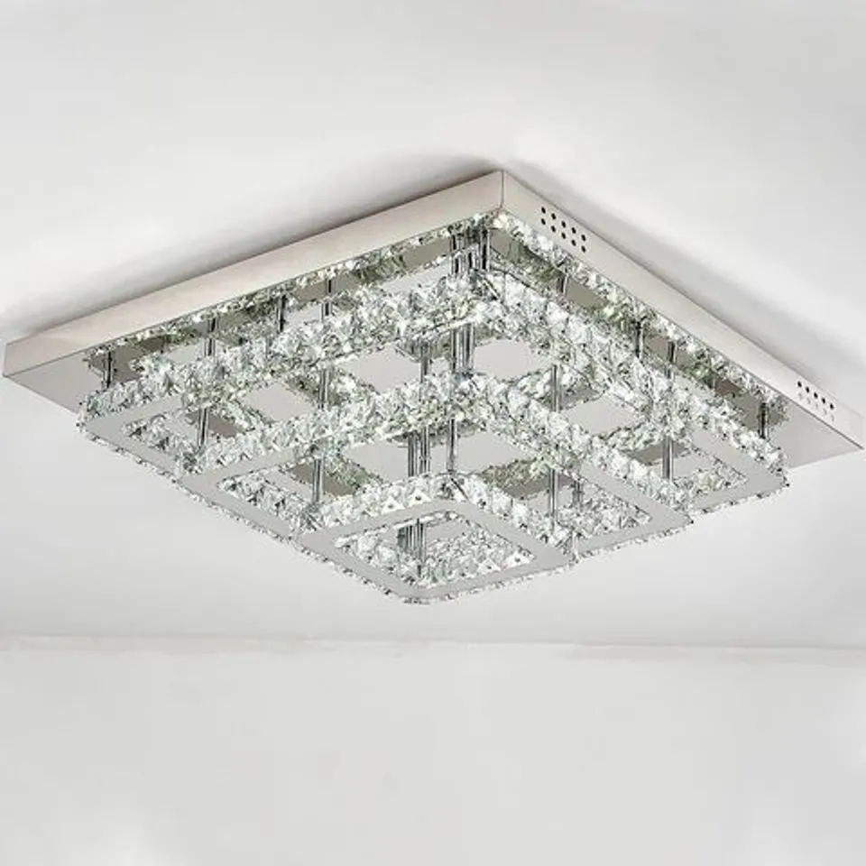 BOXED LIVING AND HOME 28-INCH SQUARE GLAMOUROUS CYSTAL LED CEILING LIGHT