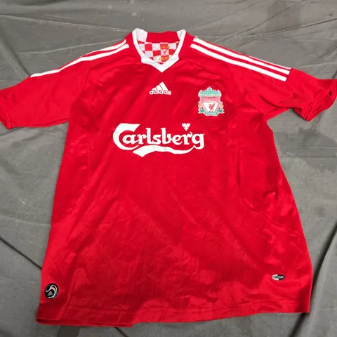 LIVERPOOL FC ADIDAS CLIMA365 FOOTBALL SHIRT – RED HOME KIT WITH CARLSBERG SPONSOR (UK 34/36, US XL)