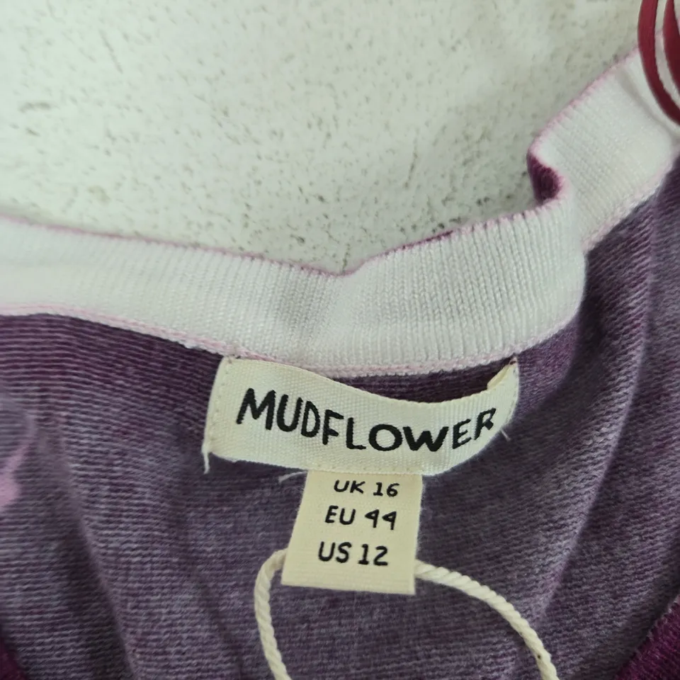 MUDFLOWER WOMEN'S PURPLE FLORAL LONG-SLEEVE TOP – UK 16 (EU 49, US 12)