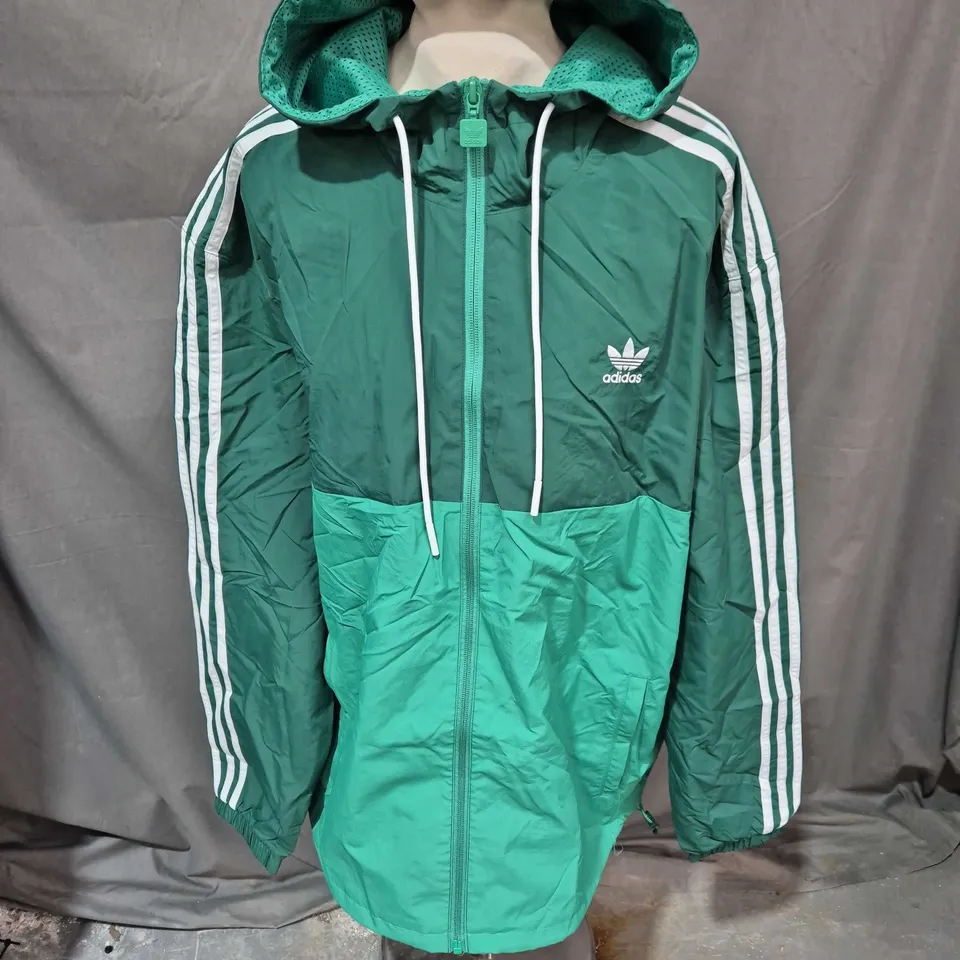 ADIDAS HOODED ZIP JACKET IN GREEN - UK LARGE