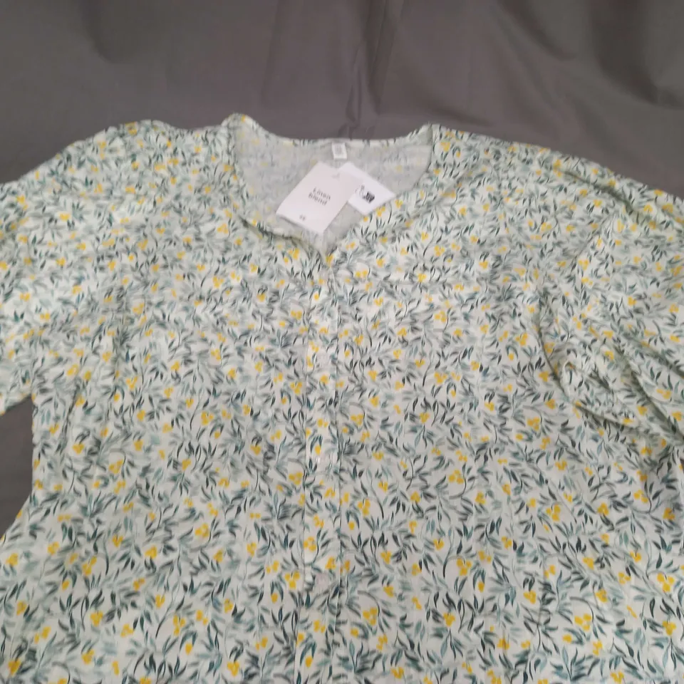 H&M LINEN BLEND FLORAL BLOUSE - EUR XL