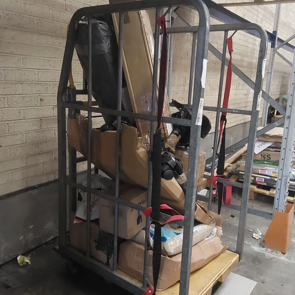 CAGE CONTAINING ASSORTED CONSUMER PRODUCTS/FURNITURE PARTS - CAGE NOT INCLUDED -