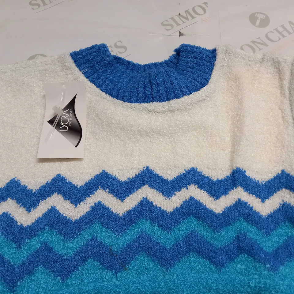 LOT OF 10 TARATATA BLUE/WHITE LYCRA JUMPERS - SIZE UNSPECIFIED