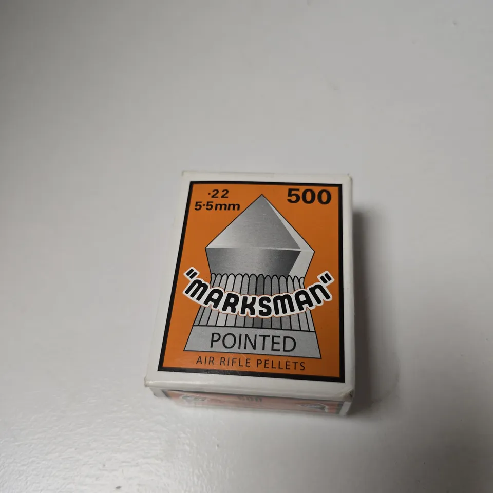 APPROXIMATELY 6 ASSORTED ITEMS INCLUDING LT COLD IROM AND MARKSMAN POINTED PELLETS