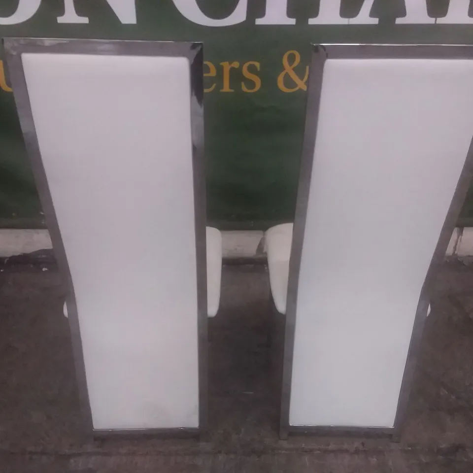 SET OF 2 CELESTE WHITE LEATHER AND CHROME DINING CHAIRS
