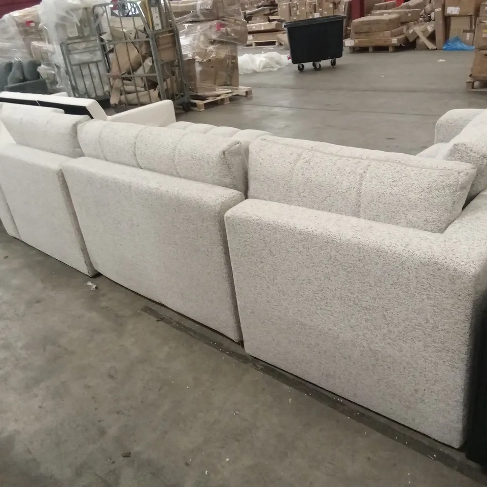 DESIGNER BEIGE FABRIC UPHOLSTERED SECTIONAL CORNER SOFA BED