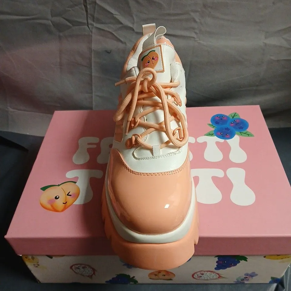 KOI FRUITTI TUTTI CHUNKY PLATFORM SNEAKERS – PEACH & ORANGE SIZE 8