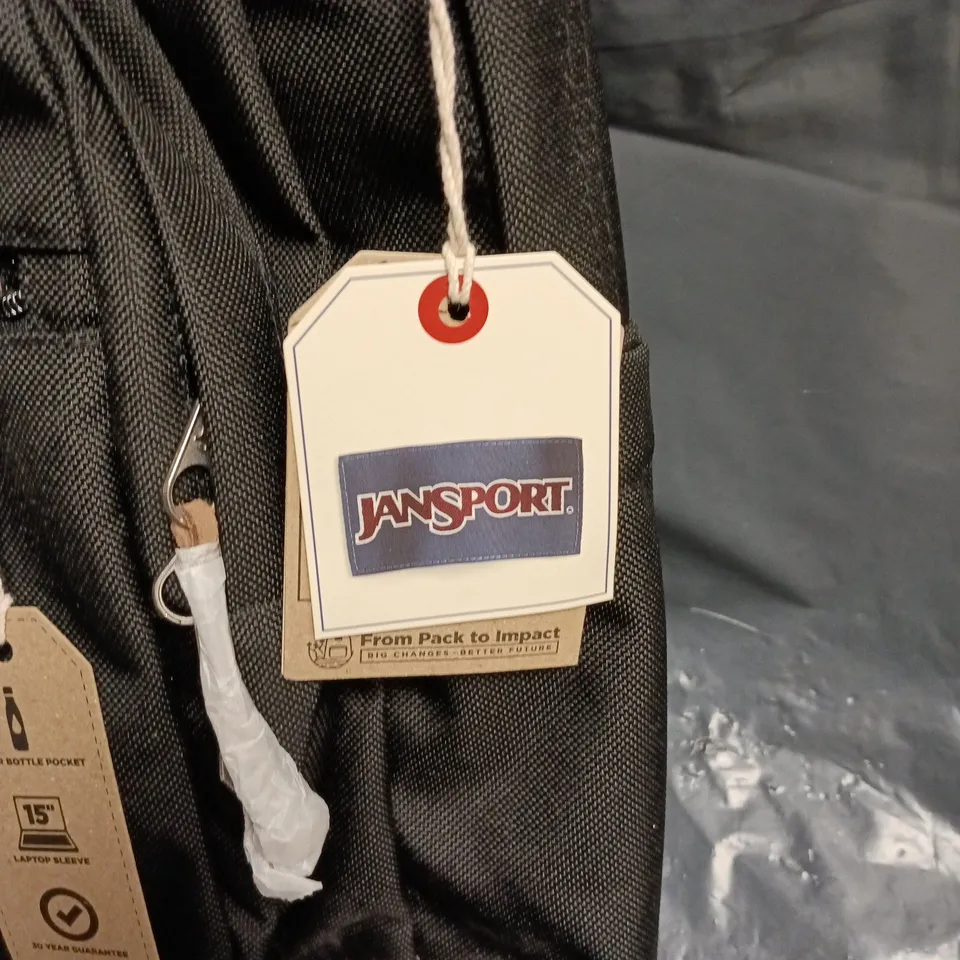 JANSPORT BACKPACK - BLACK WITH TAN BASE, 15IN LAPTOP SLEEVE