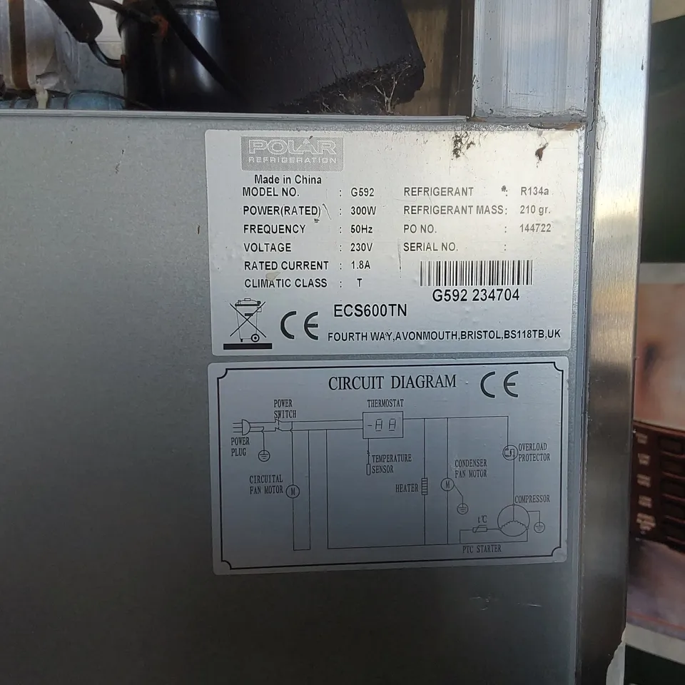 POLAR G-SERIES UPRIGHT FRIDGE 600LTR - G592